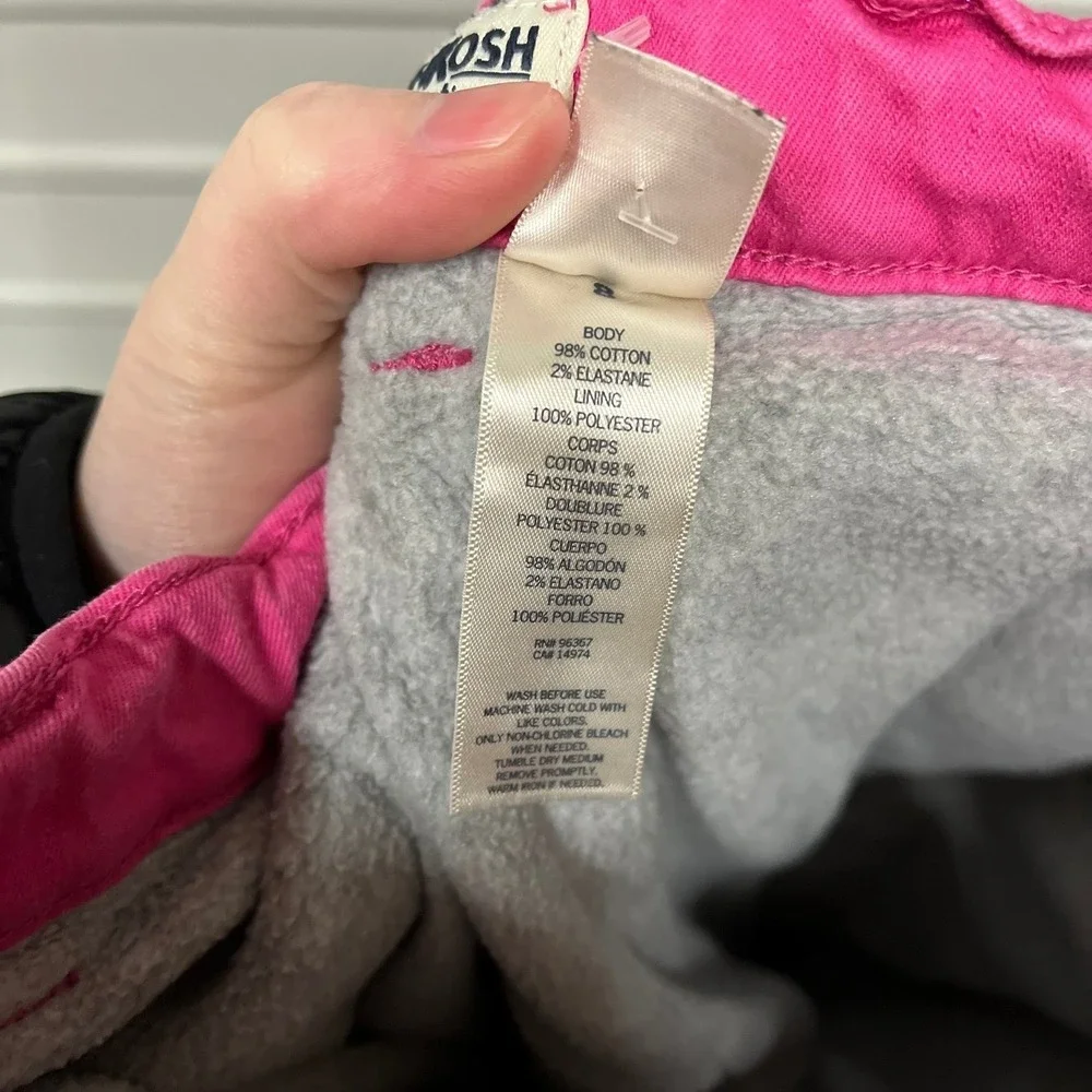 OshKosh Bgosh Girls Pink Fleece Lined Pants Size 8 Warm Winter Trousers